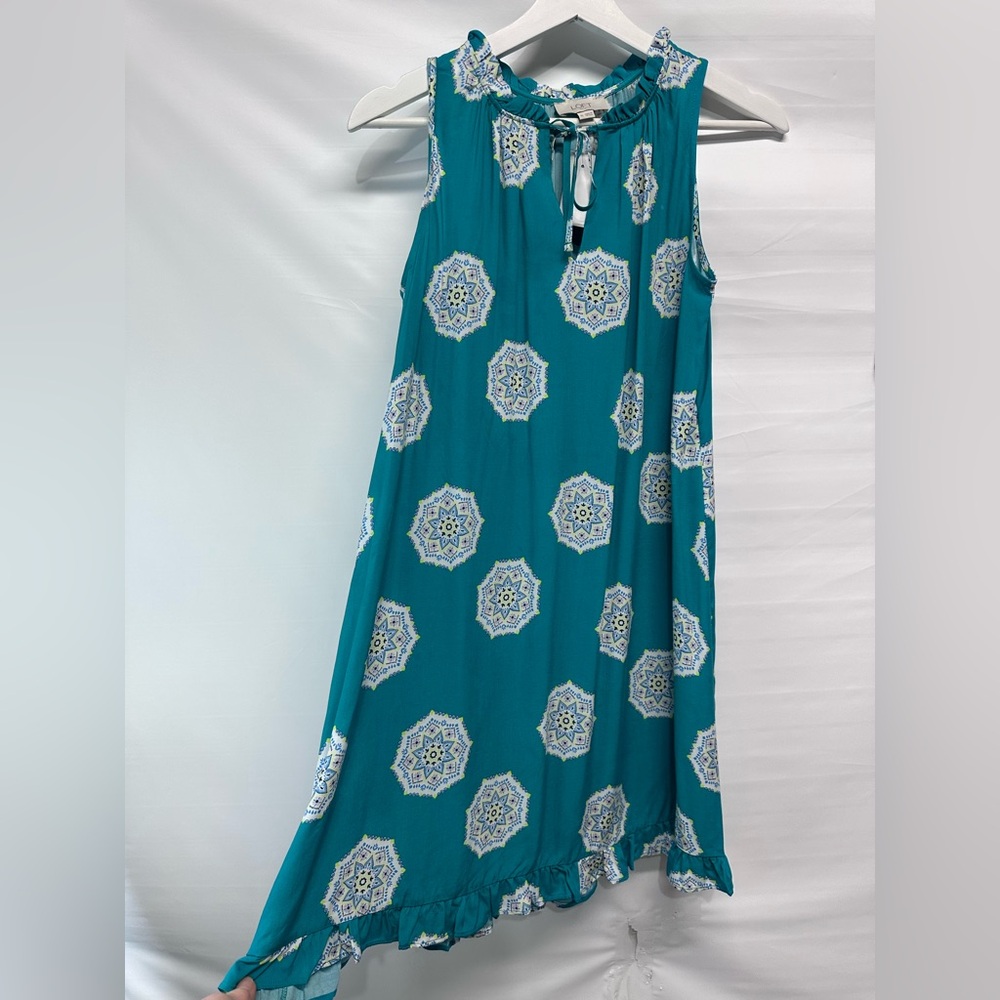 Loft Shift Dress NEW Turquoise Blue Tie Neck Swing Dress NWT MSRP $79 XS, S